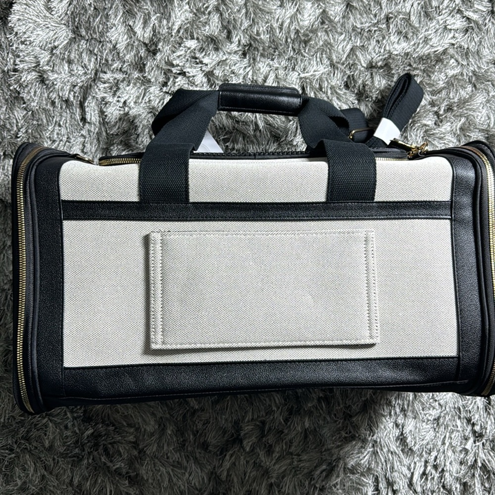 Elegant leather/canvas Black and Cream pet carrier - Picture 5 of 6